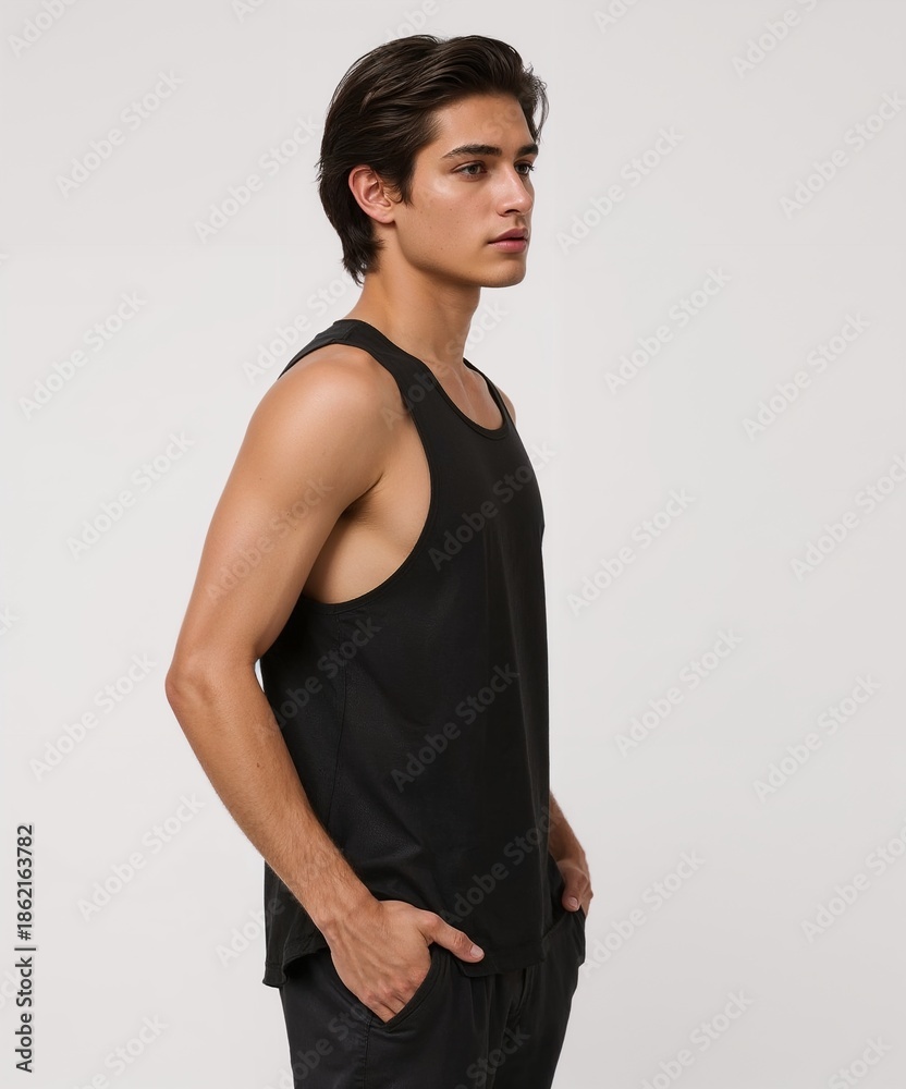 Obraz premium smiling filipino guy on oversized shirt fit model pose on white background