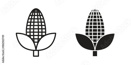 Corn icons vector glyph flat style. Stroke with editable size icons