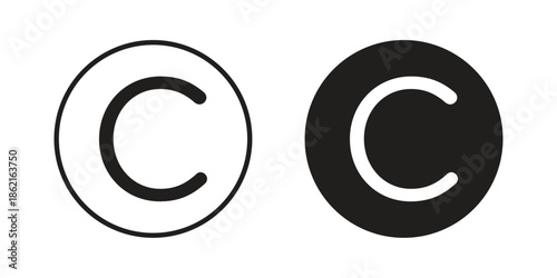 Copyright icons vector glyph flat style. Stroke with editable size icons