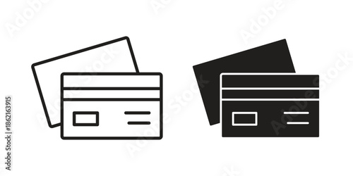 Credit card icons vector glyph flat style. Stroke with editable size icons