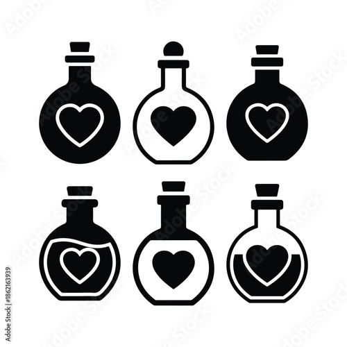 Valentine Love Potion Bottle Silhouette Icon