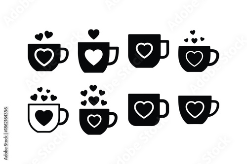 Valentine Cup With Heart Silhouette Icon