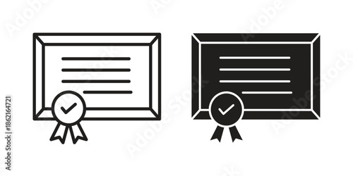 Diploma icons vector glyph flat style. Stroke with editable size icons