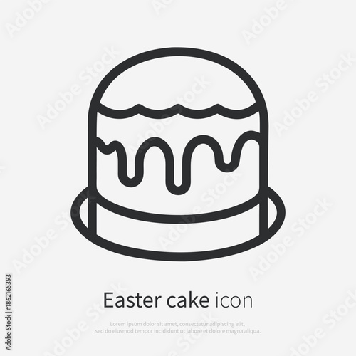 Easter cake silhouette icon with traditional decoration front view. Easter cake silhouette graphic design. Isolated on white background