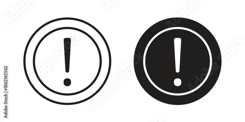 Exclamation interface icons vector glyph flat style. Stroke with editable size icons