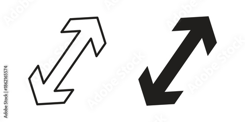 Expand arrows icons vector glyph flat style. Stroke with editable size icons