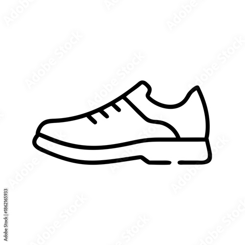 Line art of a sneaker shoe in minimalist style on white background  