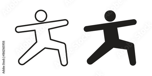 Fitness exercise icons vector glyph flat style. Stroke with editable size icons