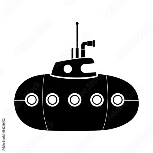 Black Silhouette of a Submarine Vessel