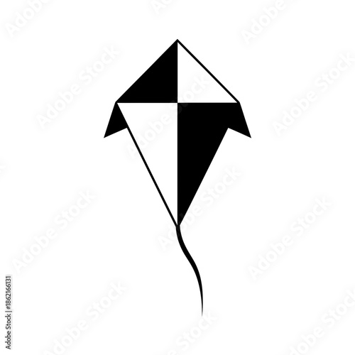 Minimalist graphic of a classic flying kite symbol