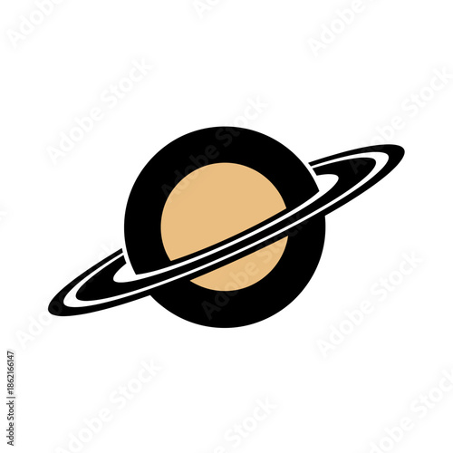 Abstract Planetary Body with Orbiting Rings Design