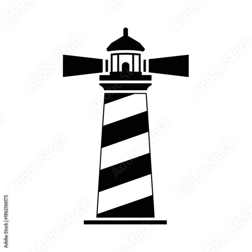 Iconic Striped Lighthouse Illuminating Ocean Coast