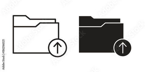 Folder upload icons vector glyph flat style. Stroke with editable size icons