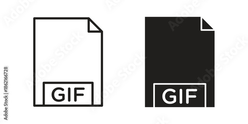 Gif icons vector glyph flat style. Stroke with editable size icons