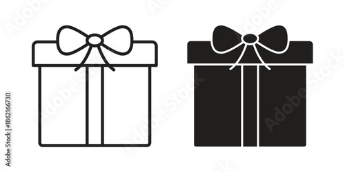 Gift icons vector glyph flat style. Stroke with editable size icons