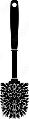 Toilet brush silhouette illustration, bathroom cleaning tool vector icon, hygiene equipment for sanitation, home cleaning accessories, household scrub brush graphic design