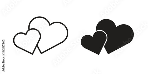 Heart icons vector glyph flat style. Stroke with editable size icons