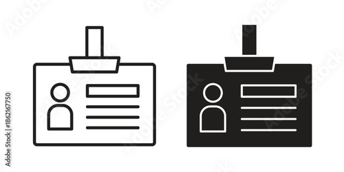 ID badge icons vector glyph flat style. Stroke with editable size icons