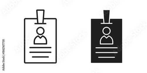 ID badge icons vector glyph flat style. Stroke with editable size icons