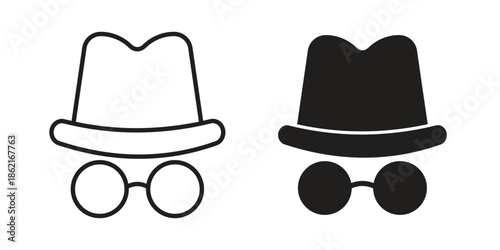 Incognito icons vector glyph flat style. Stroke with editable size icons