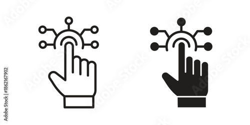 Interactive icons vector glyph flat style. Stroke with editable size icons