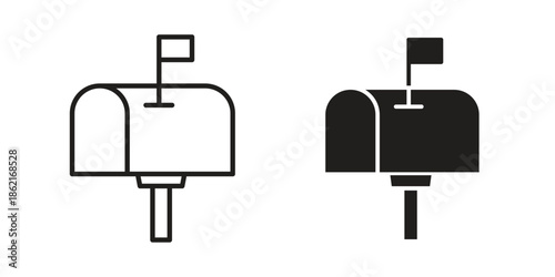 Mailbox icons vector glyph flat style. Stroke with editable size icons