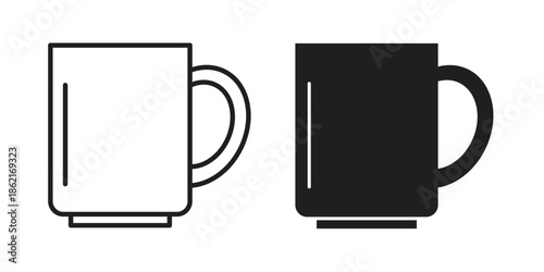 Mug icons vector glyph flat style. Stroke with editable size icons