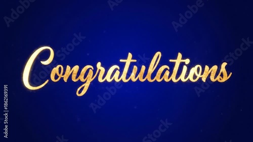 Golden congratulations text on blue background