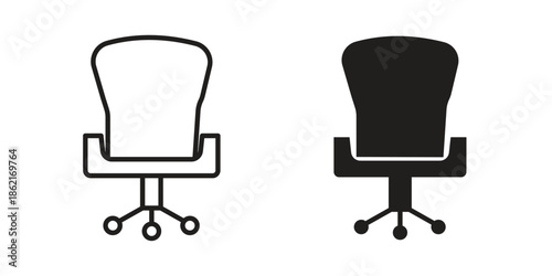 Office chair icons vector glyph flat style. Stroke with editable size icons
