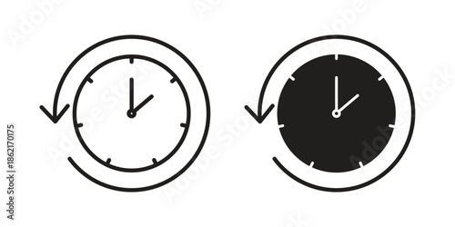 Past time icons vector glyph flat style. Stroke with editable size icons