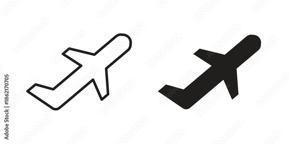 Fototapeta premium Plane icons vector glyph flat style. Stroke with editable size icons