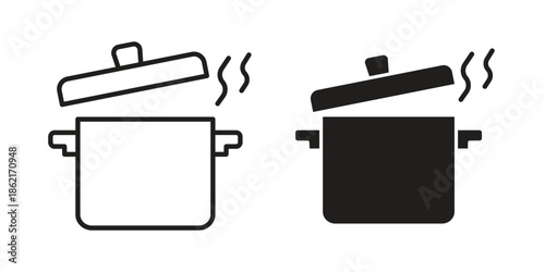 Pot icons vector glyph flat style. Stroke with editable size icons