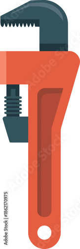 Adjustable Pipe Wrench Vector Graphic Illustration for Industrial and DIY Projects with Orange and Dark Grey