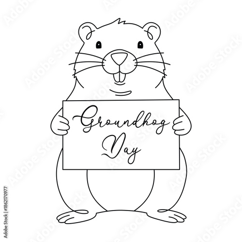 Minimalist Groundhog Day Line art Illustration. Suitable for celebration