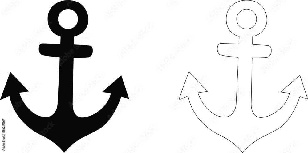 Obraz premium Anchor Sign Icon Vector Illustration