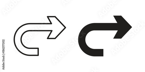 Redo icons vector glyph flat style. Stroke with editable size icons