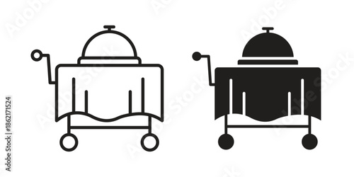 Room service icons vector glyph flat style. Stroke with editable size icons