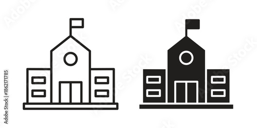 school icons vector glyph flat style. Stroke with editable size icons