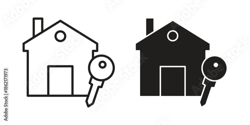 Selling or rent home icons vector glyph flat style. Stroke with editable size icons