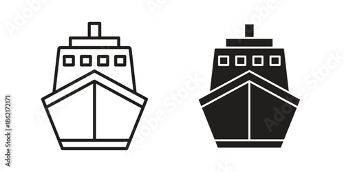 Ship icons vector glyph flat style. Stroke with editable size icons