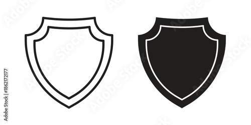 Shield icons vector glyph flat style. Stroke with editable size icons