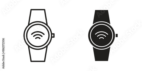 Smartwatch icons vector glyph flat style. Stroke with editable size icons