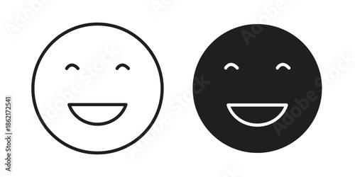 Smile wink icons vector glyph flat style. Stroke with editable size icons