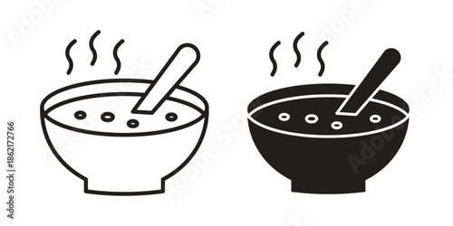 Soup icons vector glyph flat style. Stroke with editable size icons