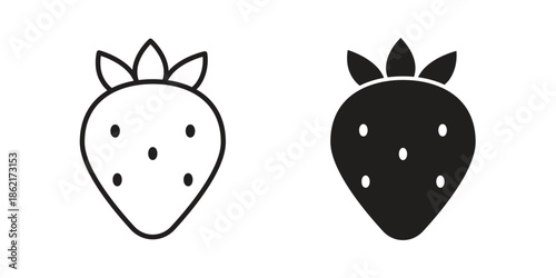 Strawberry icons vector glyph flat style. Stroke with editable size icons