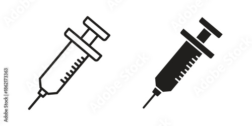 Syringe icons vector glyph flat style. Stroke with editable size icons