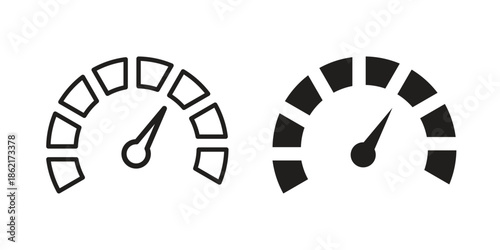 Tachometer icons vector glyph flat style. Stroke with editable size icons