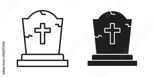 Tombstone icons vector glyph flat style. Stroke with editable size icons