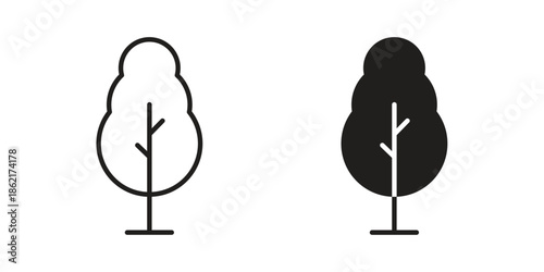 Tree free icons vector glyph flat style. Stroke with editable size icons