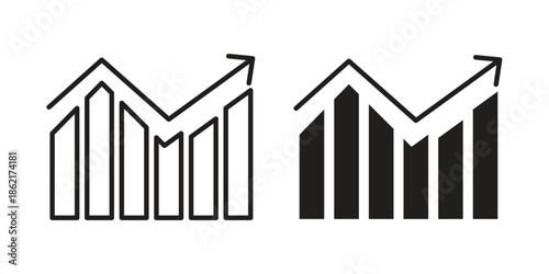 Trend Arrow icons vector glyph flat style. Stroke with editable size icons
